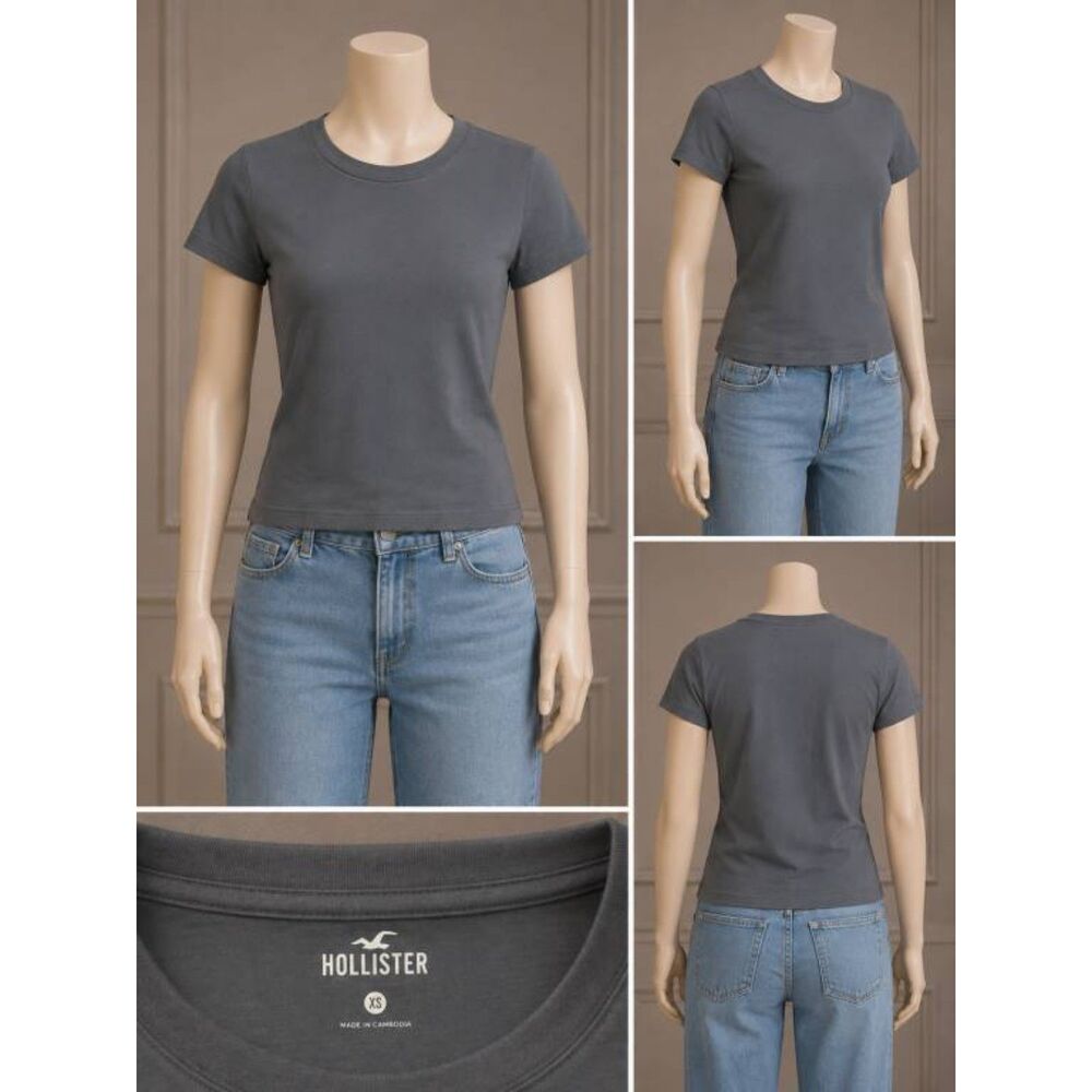 Hollister Girls XS Short Sleeve Crew Neck Tee Slate Blue Gray